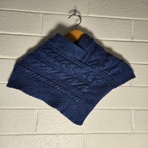 Vtg Kids Aran Sweater Market Poncho Small 100% Merino Wool Cable Knit Ireland